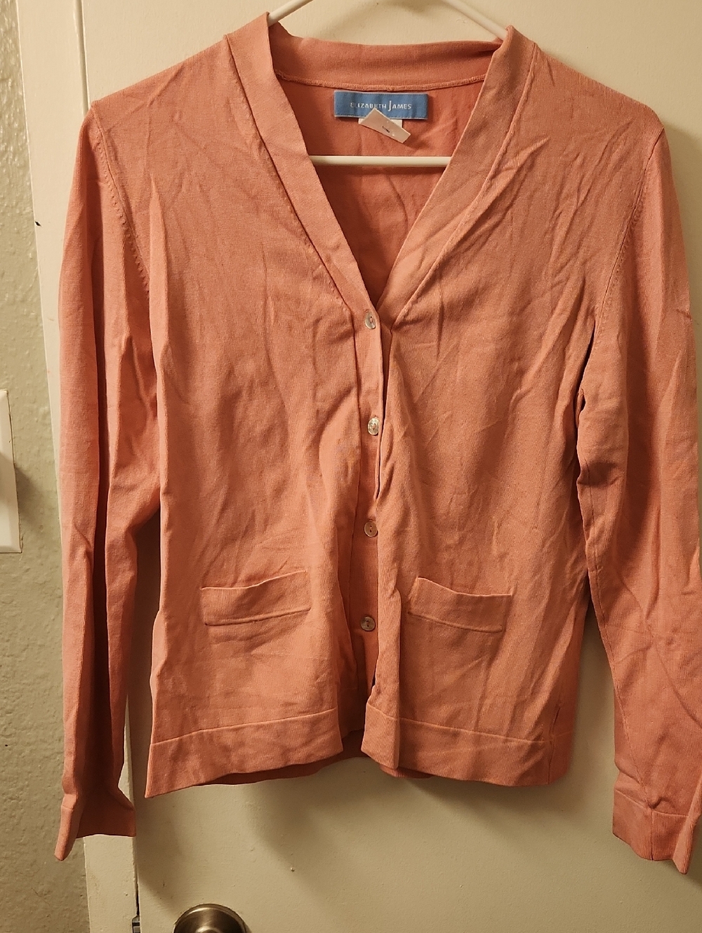Elizabeth James Ligth pink. button up sweater. size M